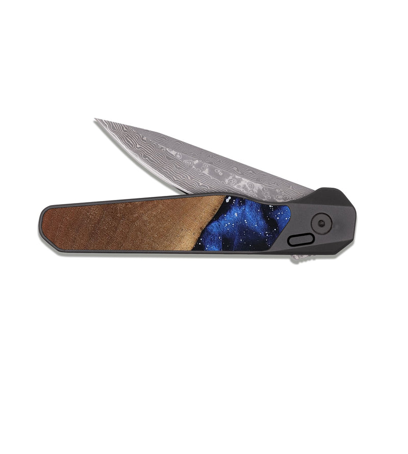 EDC Dark Damascus Wood Pocket Knife - Maliyah (Cosmos, 816339)