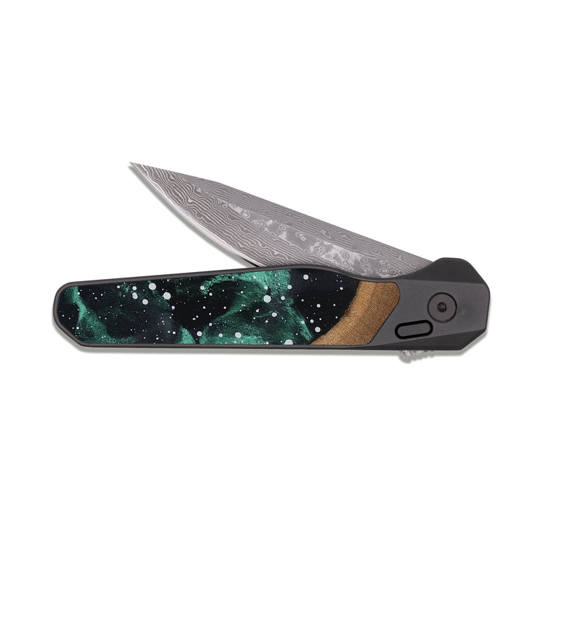 EDC Dark Damascus Wood Pocket Knife - Leta (Cosmos, 816351)