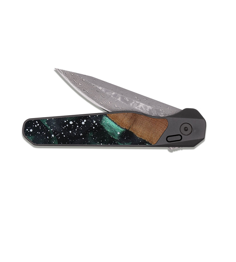 EDC Dark Damascus Wood Pocket Knife - Ottis (Cosmos, 816360)