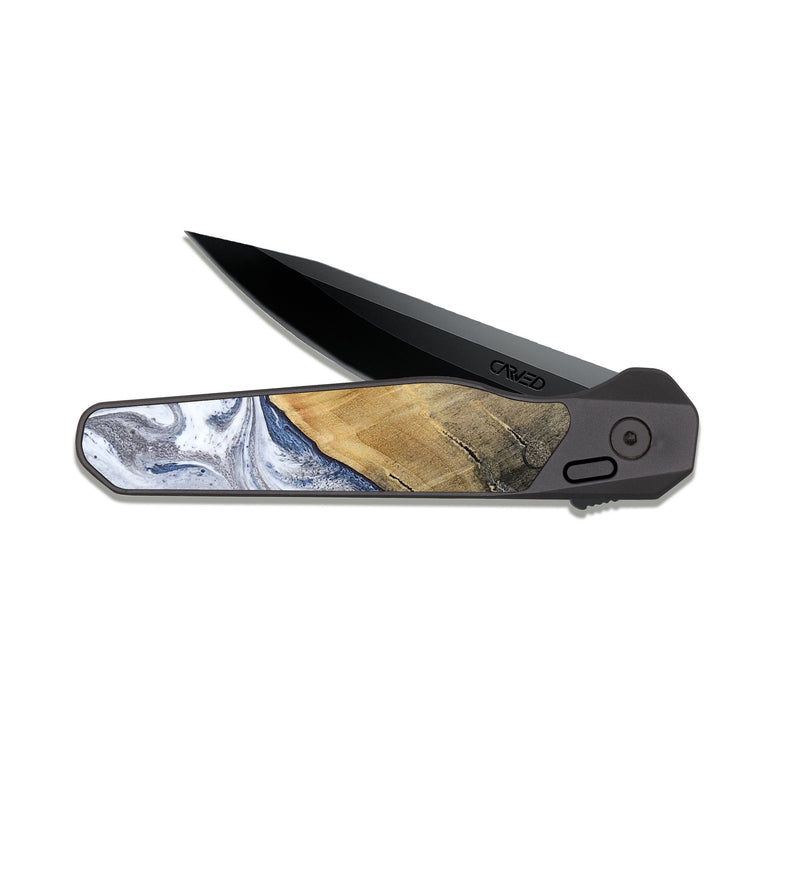 EDC Dark Slate Wood Pocket Knife - Stevie (Blue, 816370)