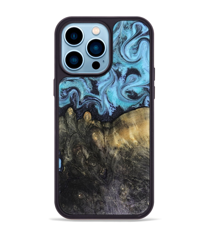 iPhone 14 Pro Max Wood Phone Case - Jacque (Blue, 816372)