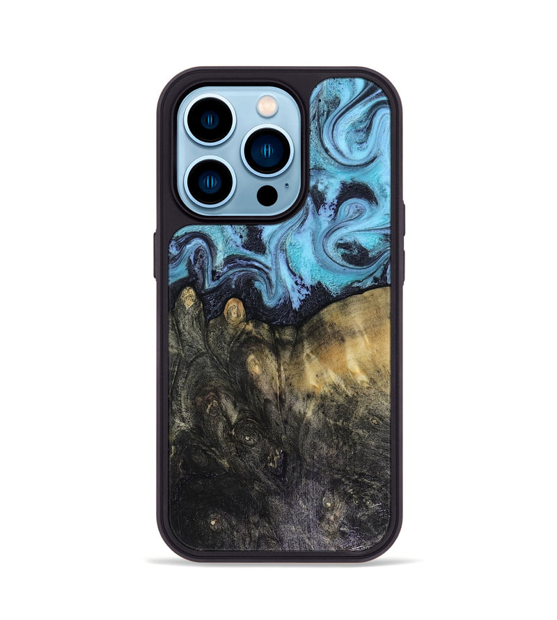 iPhone 14 Pro Wood Phone Case - Jacque (Blue, 816372)