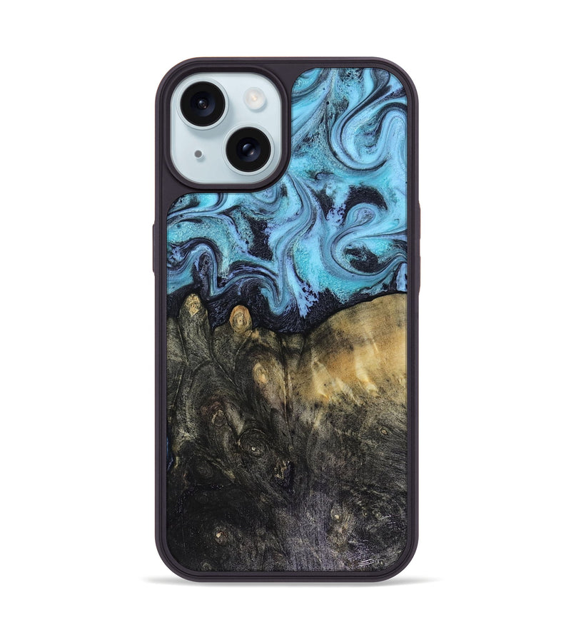 iPhone 15 Wood Phone Case - Jacque (Blue, 816372)
