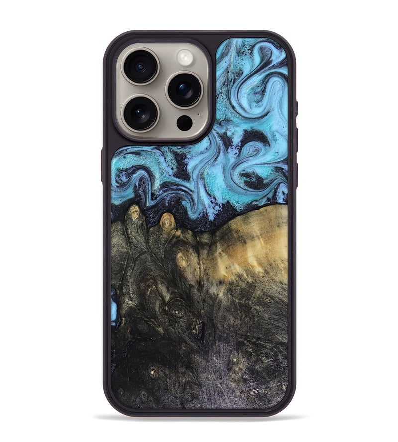 iPhone 15 Pro Max Wood Phone Case - Jacque (Blue, 816372)