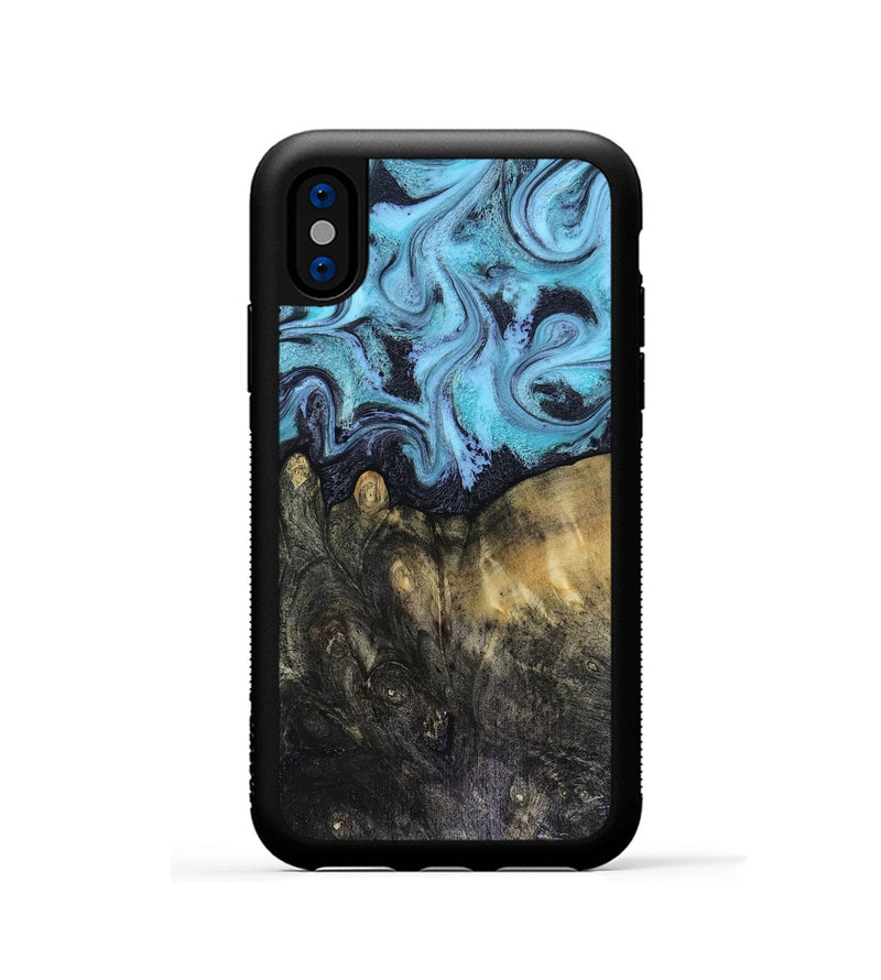 iPhone Xs Wood Phone Case - Jacque (Blue, 816372)