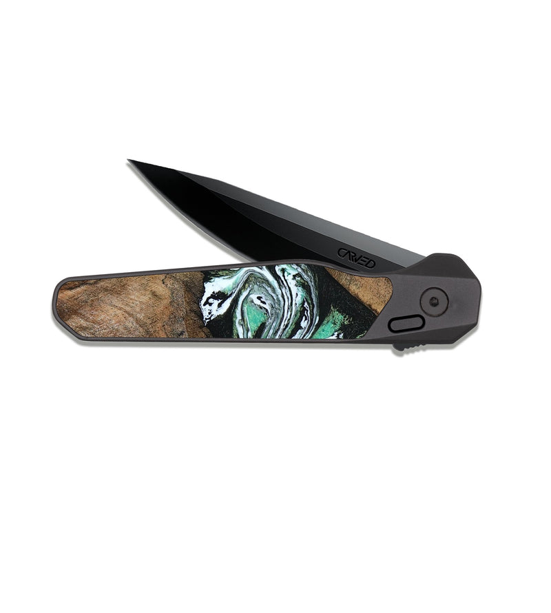 EDC Dark Slate Wood Pocket Knife - Keira (Green, 816382)