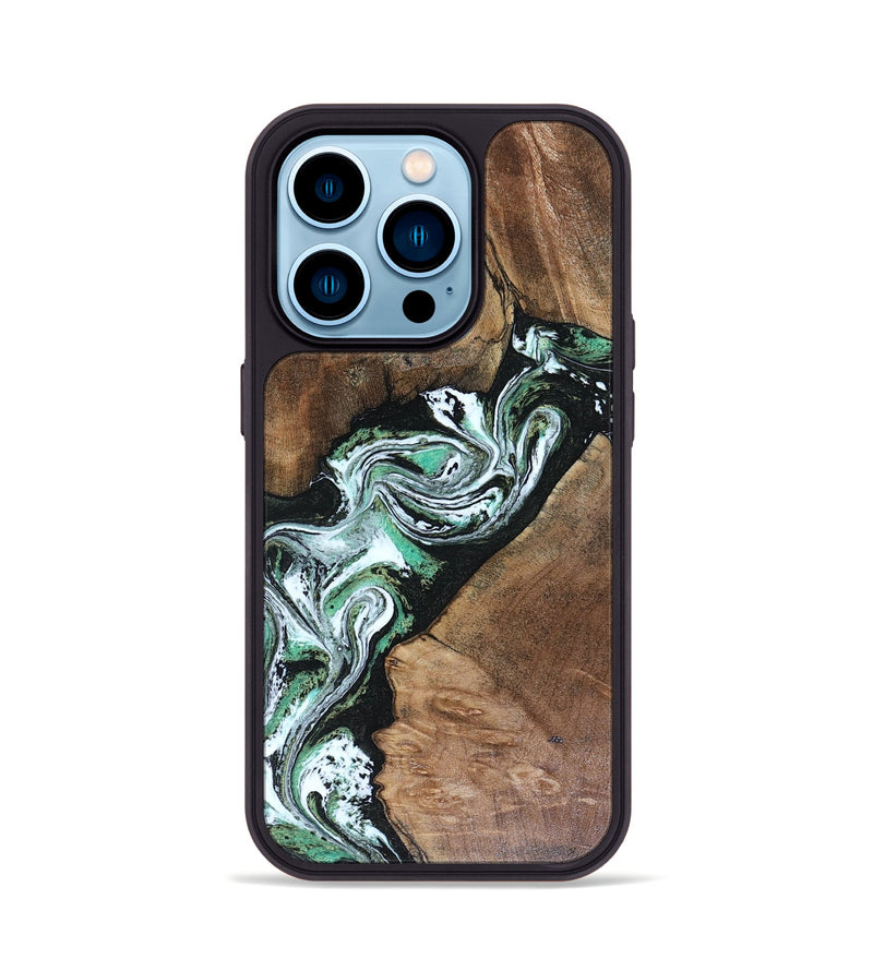 iPhone 14 Pro Wood Phone Case - Keira (Green, 816382)