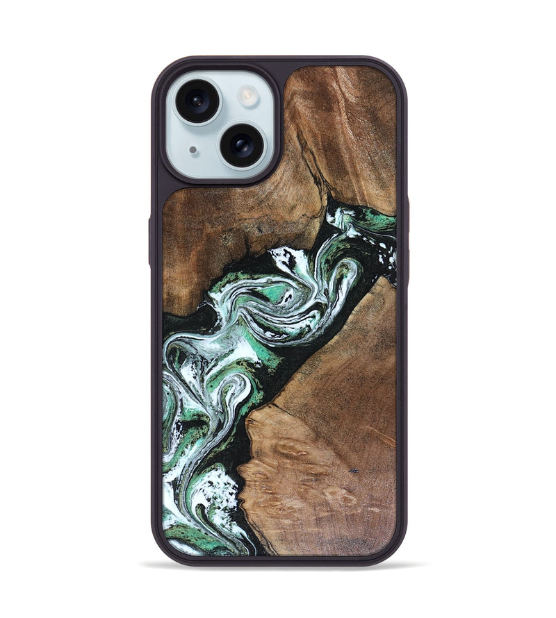 iPhone 15 Wood Phone Case - Keira (Green, 816382)