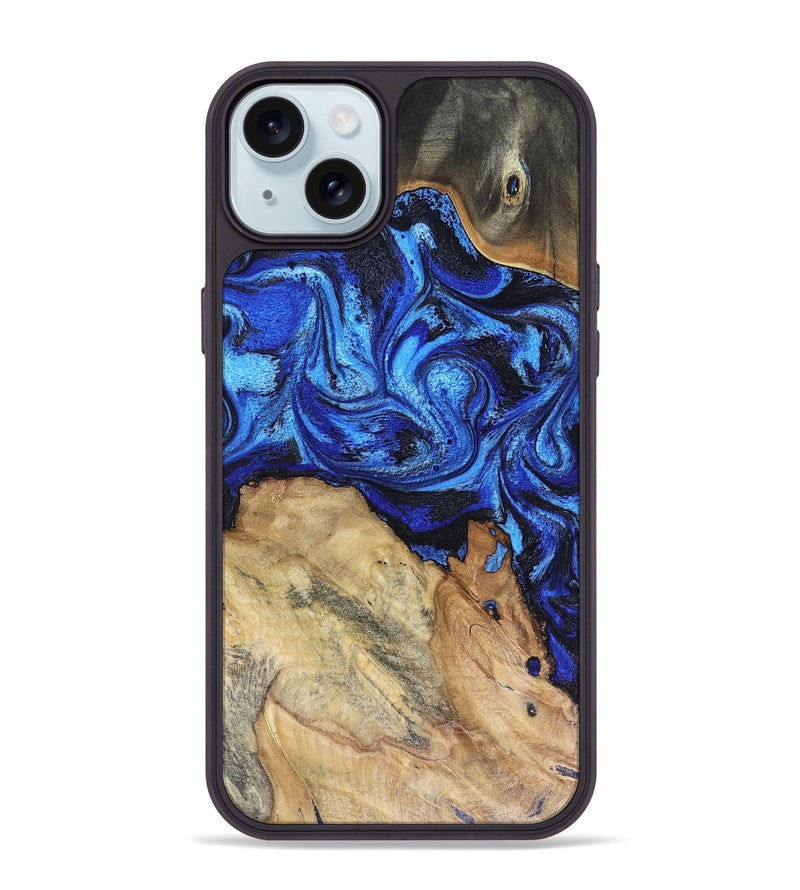 iPhone 15 Plus Wood Phone Case - Rivka (Blue, 816404)