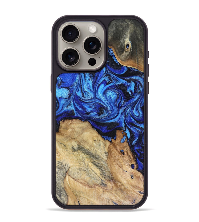 iPhone 15 Pro Max Wood Phone Case - Rivka (Blue, 816404)