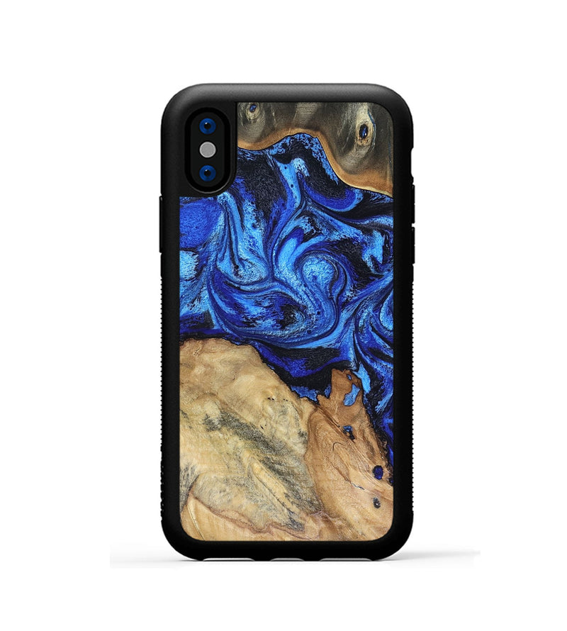 iPhone Xs Wood Phone Case - Rivka (Blue, 816404)