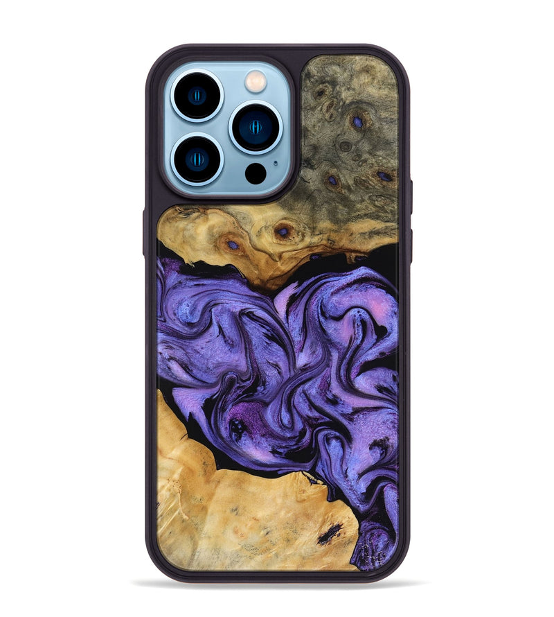 iPhone 14 Pro Max Wood Phone Case - Bennie (Purple, 816457)