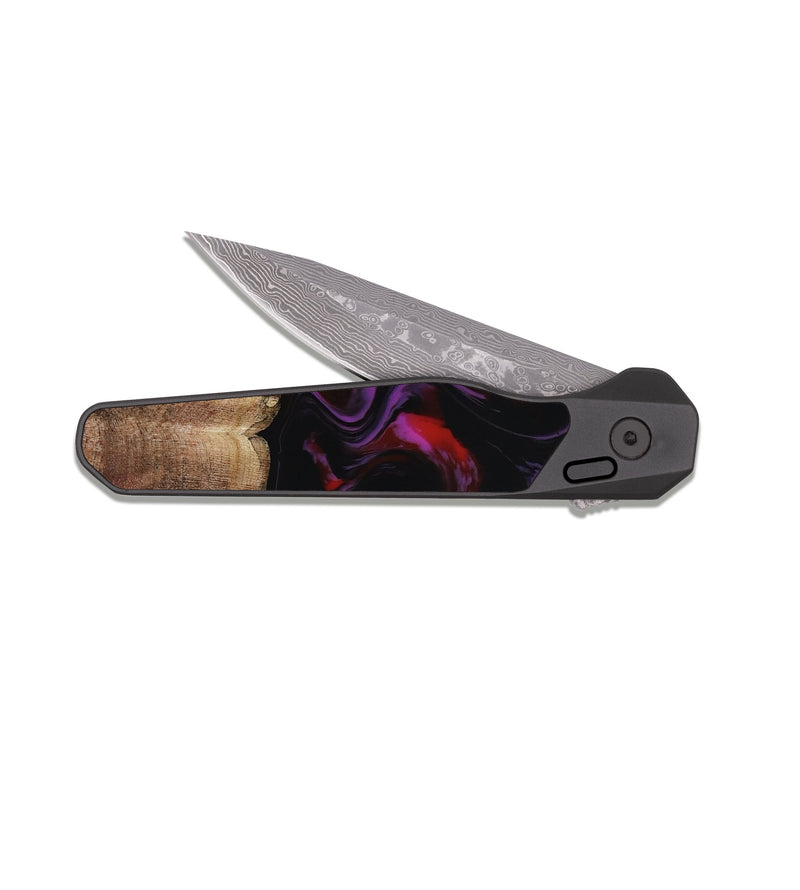 EDC Dark Damascus Wood Pocket Knife - Lavinia (Red, 816466)