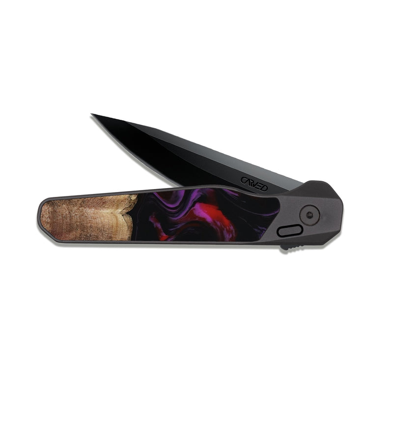 EDC Dark Slate Wood Pocket Knife - Lavinia (Red, 816466)