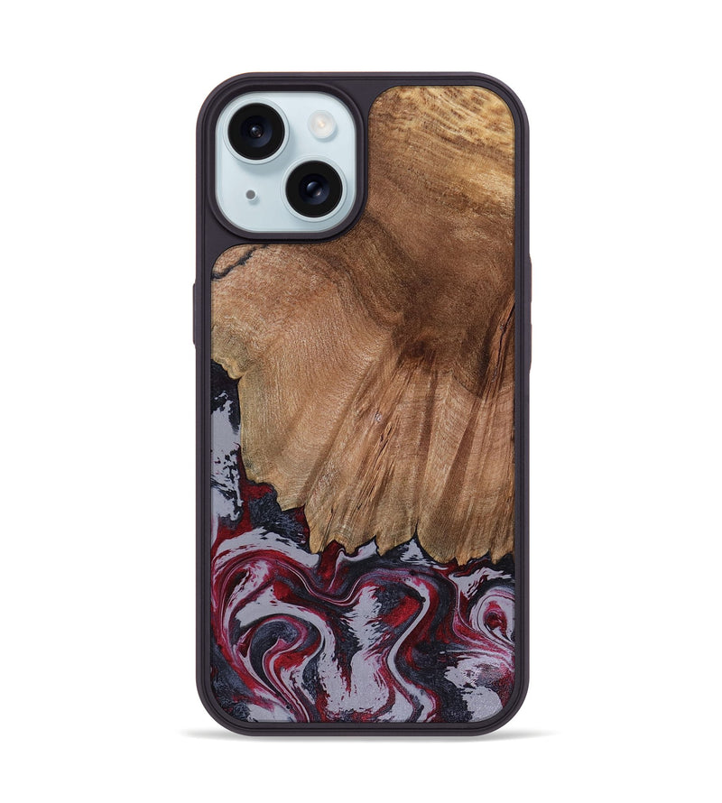 iPhone 15 Wood Phone Case - Edd (Red, 816470)