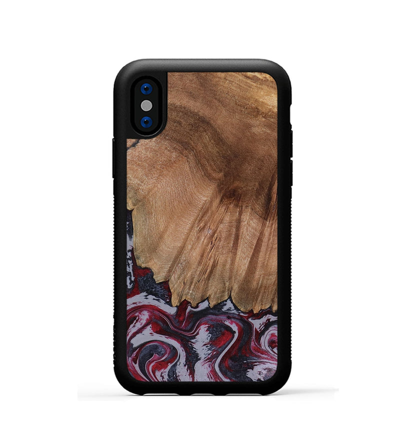 iPhone Xs Wood Phone Case - Edd (Red, 816470)