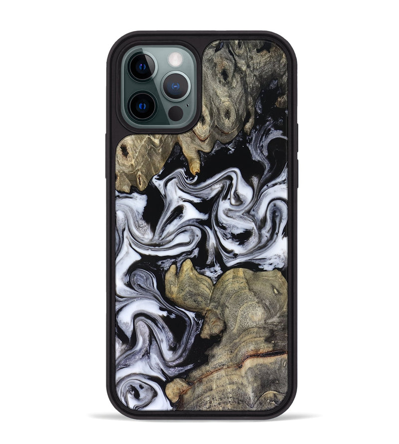 iPhone 12 Pro Max Wood Phone Case - Rosina (Black & White, 816471)