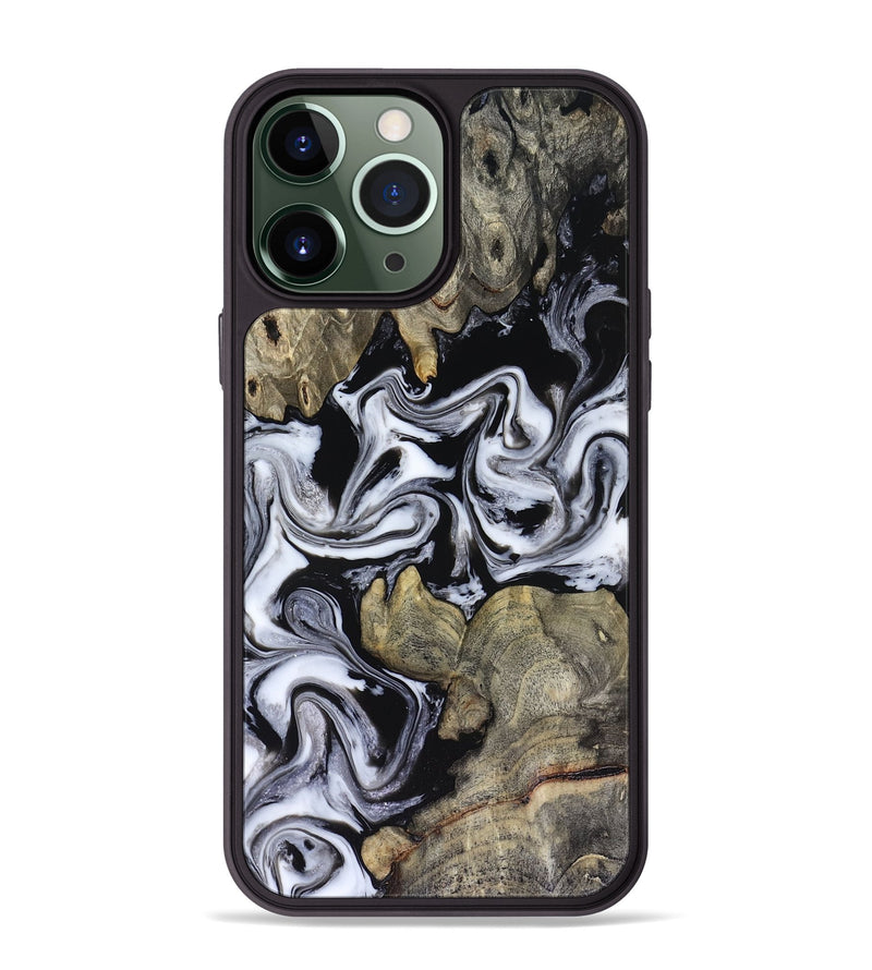 iPhone 13 Pro Max Wood Phone Case - Rosina (Black & White, 816471)