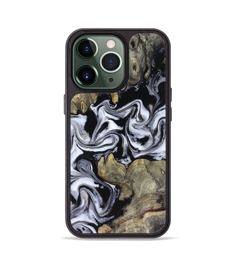 iPhone 13 Pro Wood Phone Case - Rosina (Black & White, 816471)