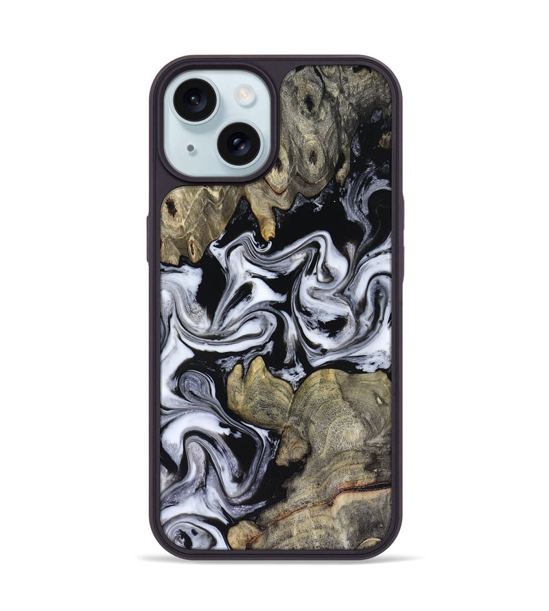iPhone 15 Wood Phone Case - Rosina (Black & White, 816471)