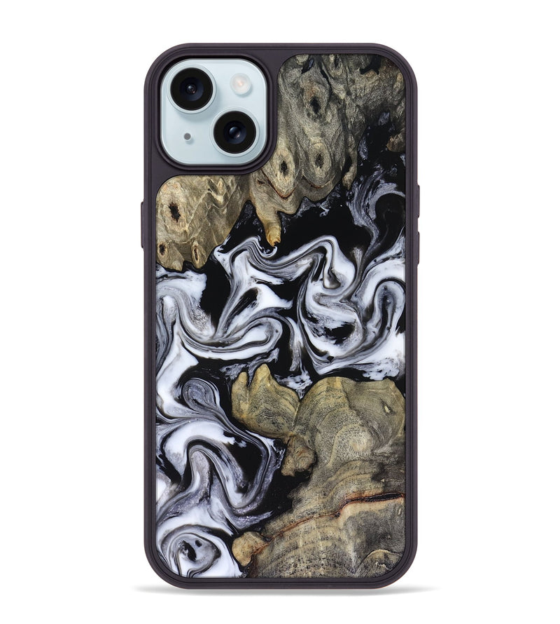 iPhone 15 Plus Wood Phone Case - Rosina (Black & White, 816471)