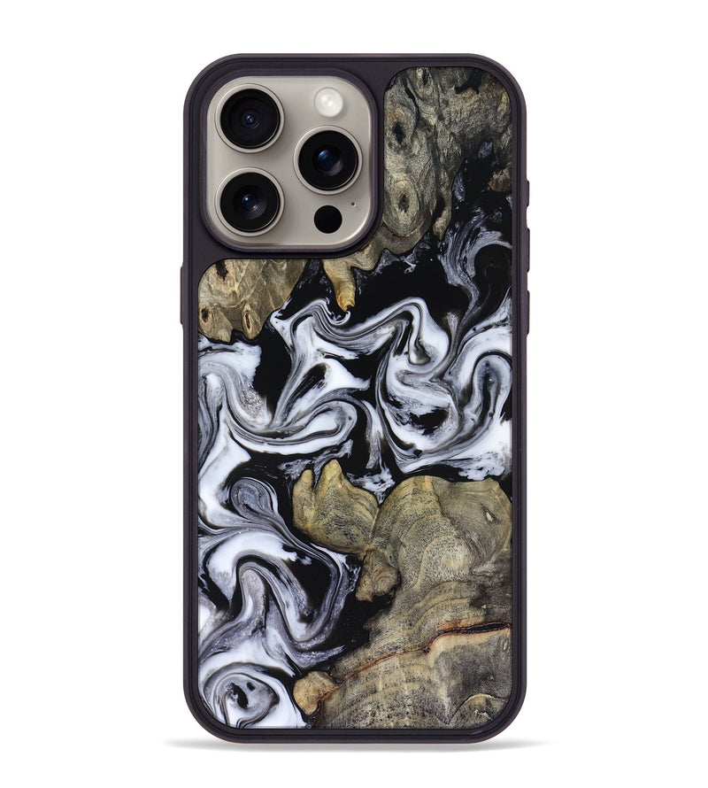 iPhone 15 Pro Max Wood Phone Case - Rosina (Black & White, 816471)