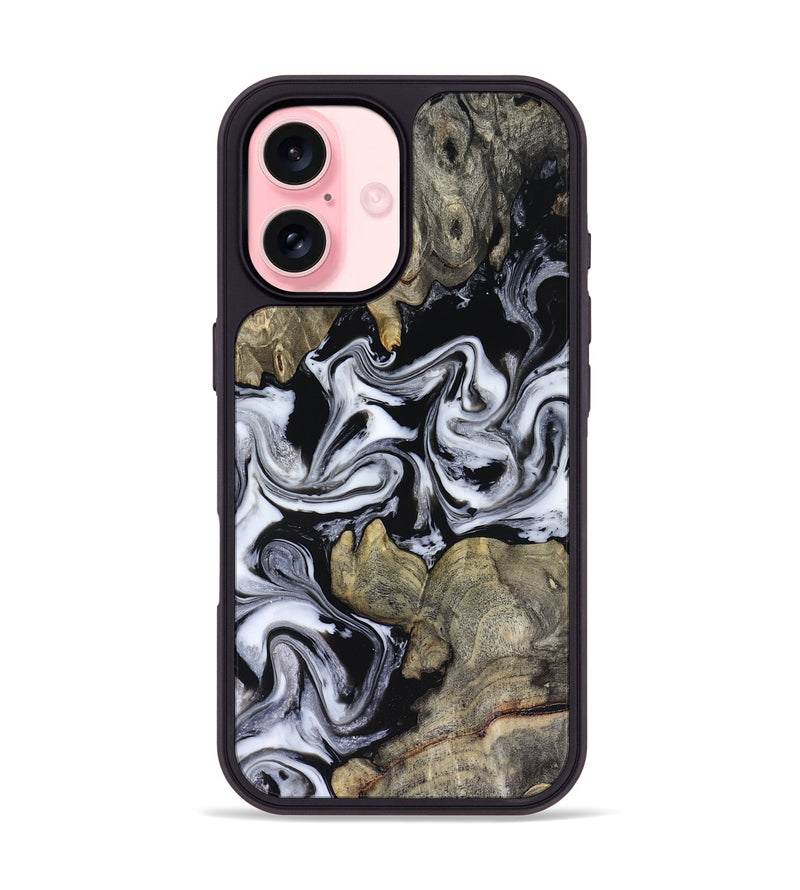 iPhone 16 Wood Phone Case - Rosina (Black & White, 816471)