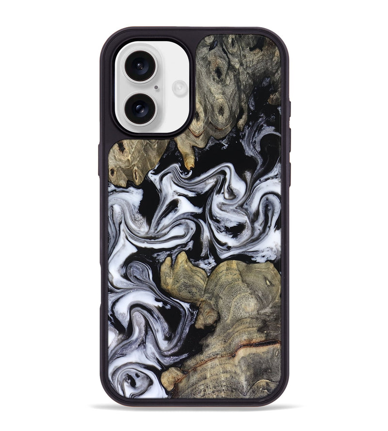 iPhone 16 Plus Wood Phone Case - Rosina (Black & White, 816471)