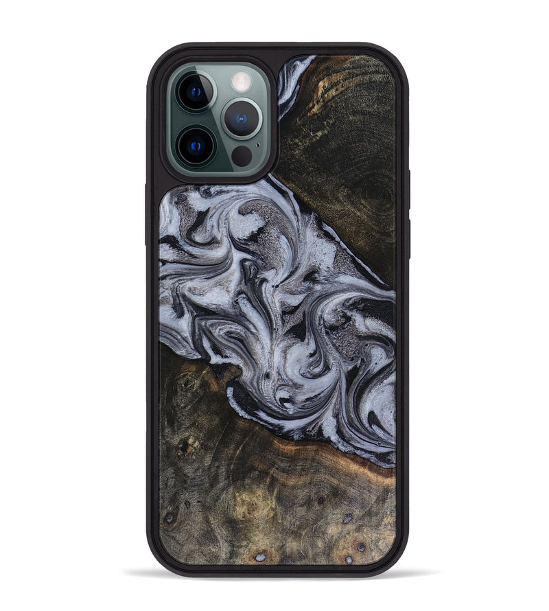 iPhone 12 Pro Max Wood Phone Case - Pam (Black & White, 816472)