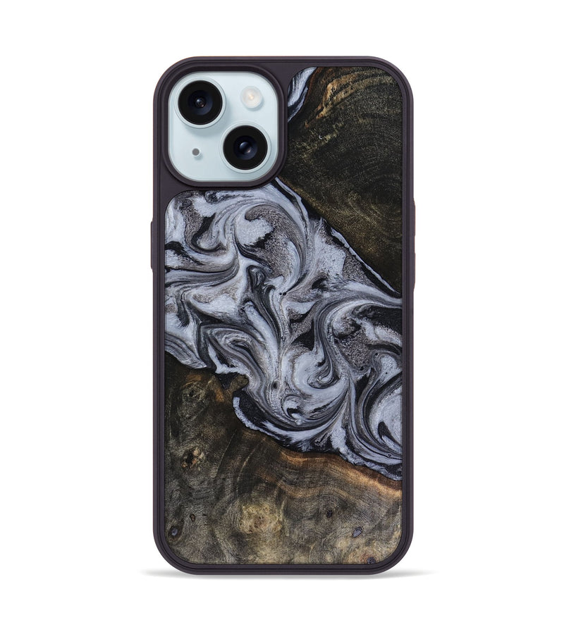 iPhone 15 Wood Phone Case - Pam (Black & White, 816472)