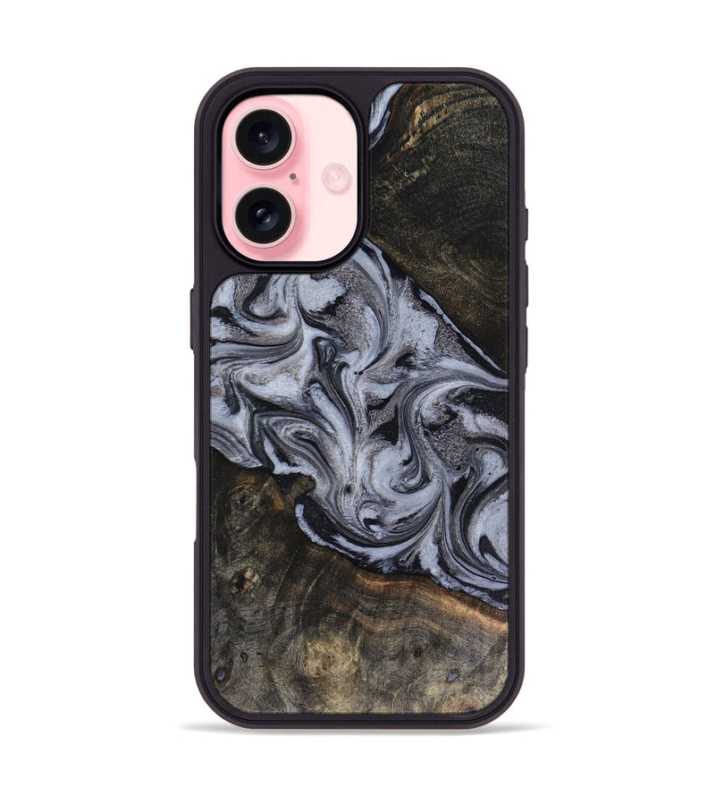iPhone 16 Wood Phone Case - Pam (Black & White, 816472)