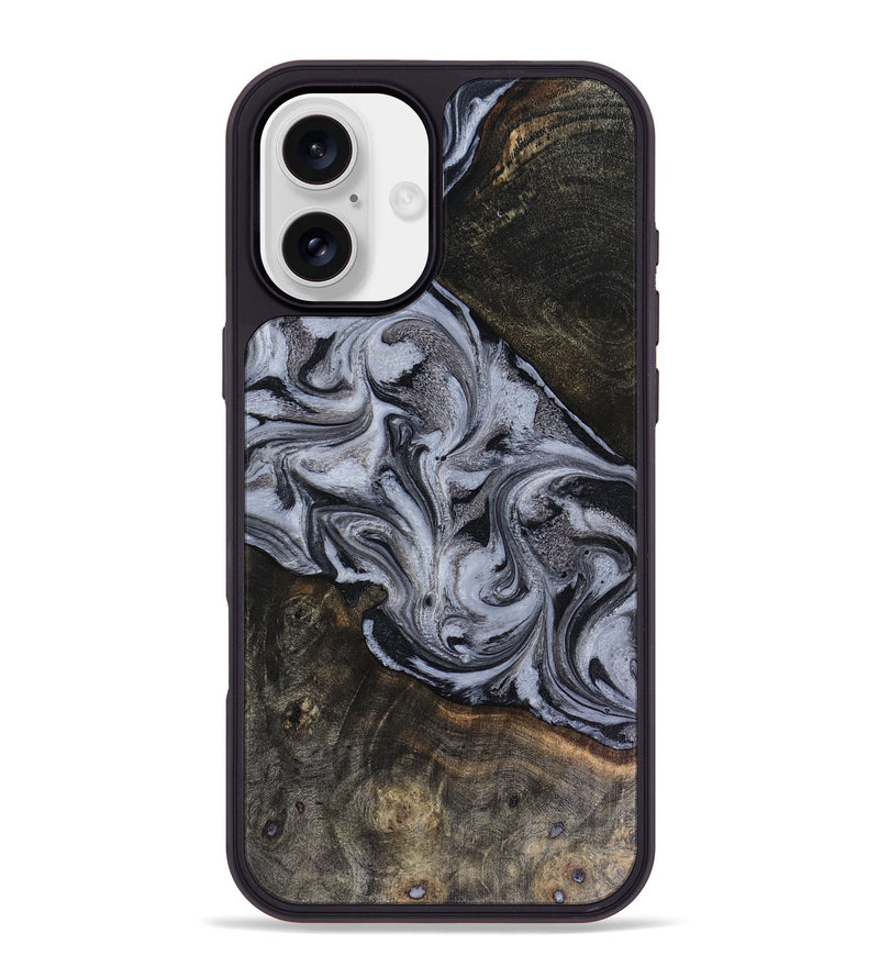iPhone 16 Plus Wood Phone Case - Pam (Black & White, 816472)