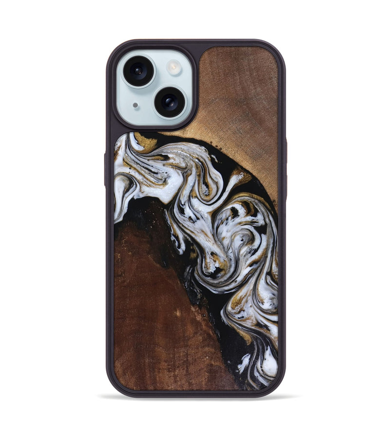 iPhone 15 Wood Phone Case - Cannon (Black & White, 816473)