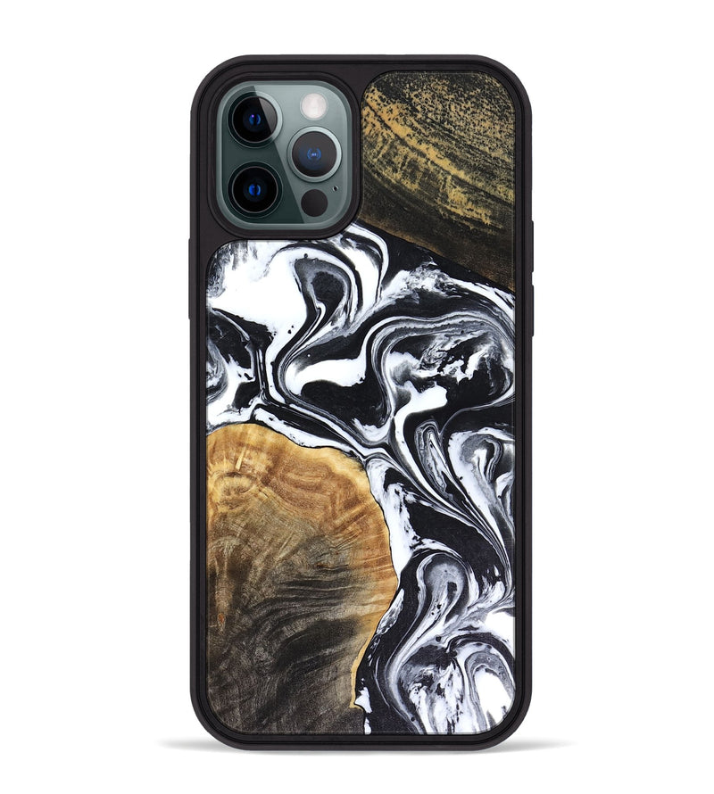 iPhone 12 Pro Max Wood Phone Case - Marlena (Black & White, 816474)