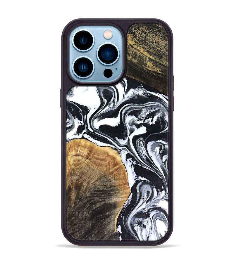 iPhone 14 Pro Max Wood Phone Case - Marlena (Black & White, 816474)