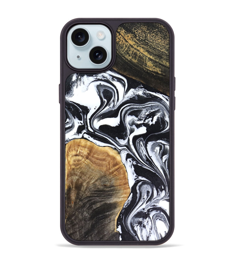 iPhone 15 Plus Wood Phone Case - Marlena (Black & White, 816474)