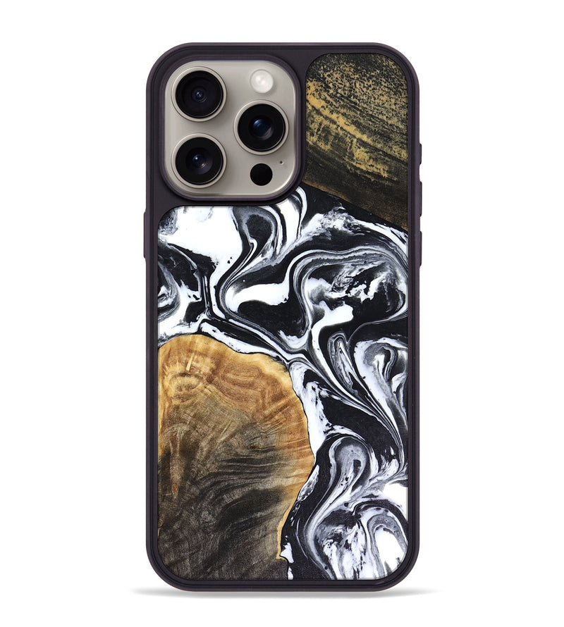 iPhone 15 Pro Max Wood Phone Case - Marlena (Black & White, 816474)
