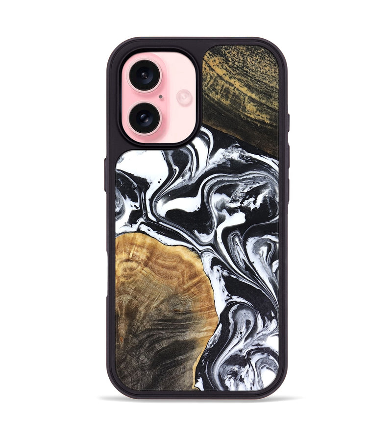 iPhone 16 Wood Phone Case - Marlena (Black & White, 816474)