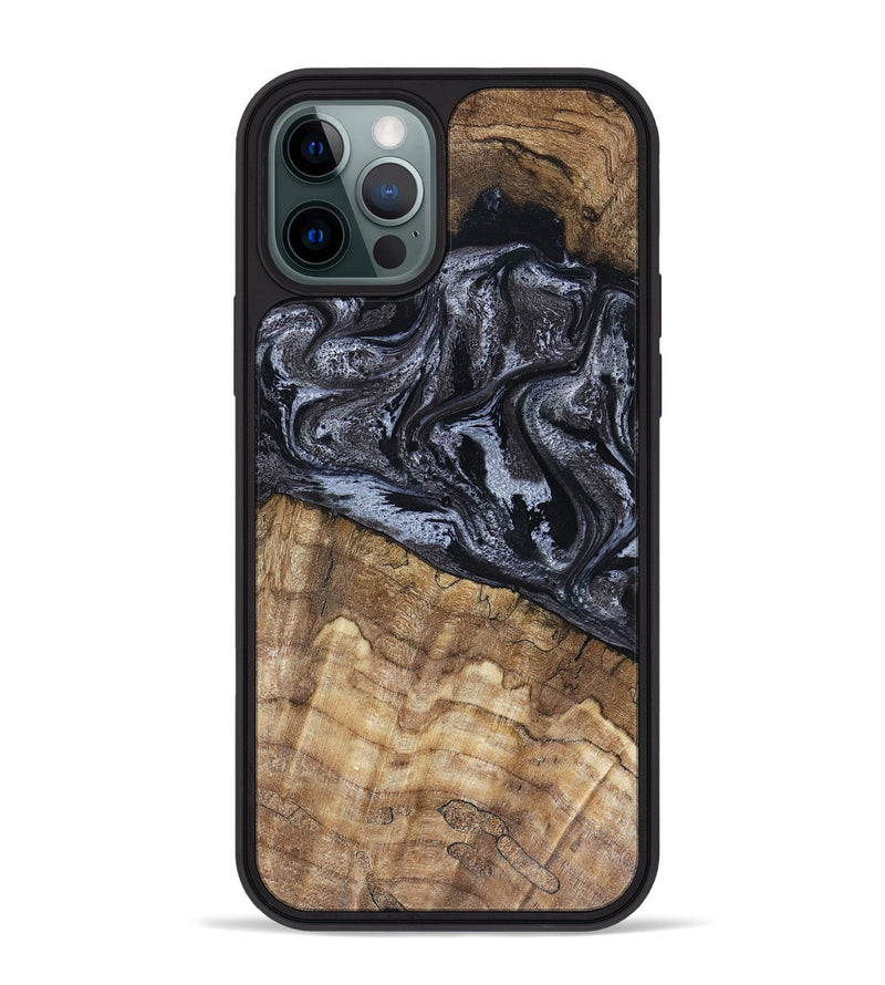 iPhone 12 Pro Max Wood Phone Case - Adlai (Black & White, 816475)