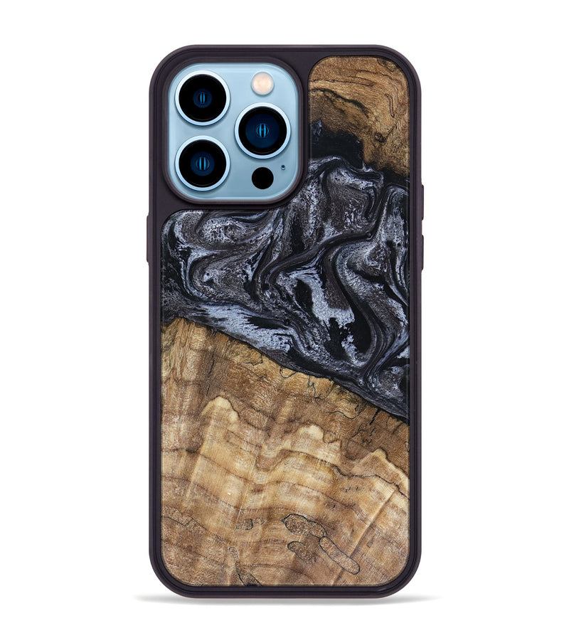 iPhone 14 Pro Max Wood Phone Case - Adlai (Black & White, 816475)