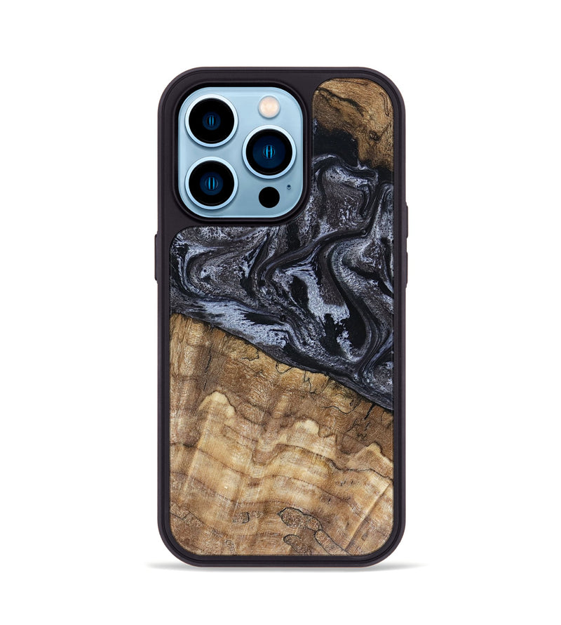 iPhone 14 Pro Wood Phone Case - Adlai (Black & White, 816475)