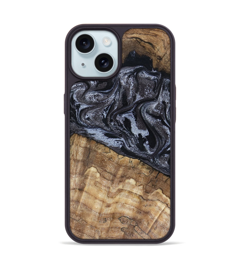 iPhone 15 Wood Phone Case - Adlai (Black & White, 816475)