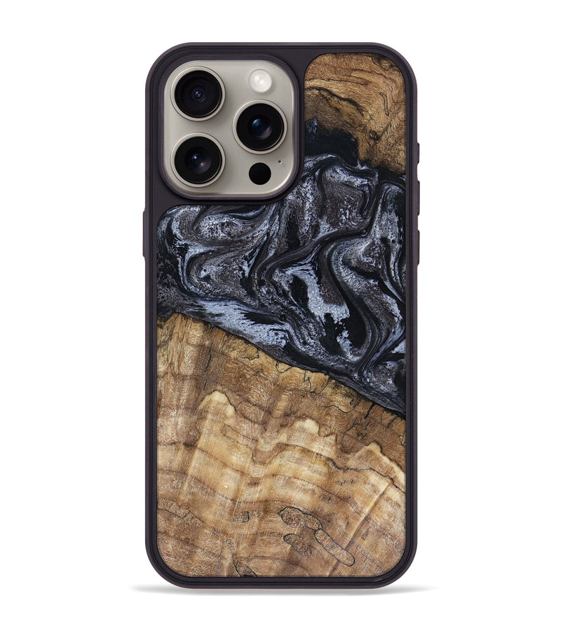 iPhone 15 Pro Max Wood Phone Case - Adlai (Black & White, 816475)