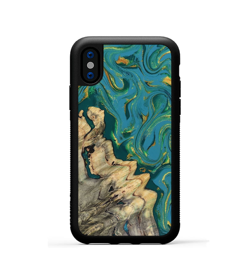 iPhone Xs Wood Phone Case - Lindsay (Green, 816478)