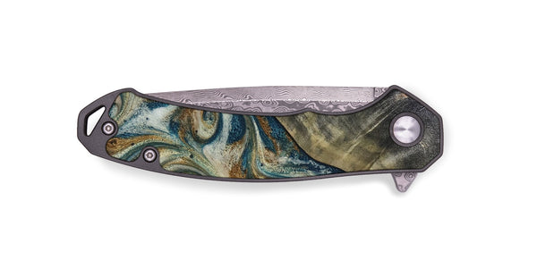 EDC Wood Pocket Knife - Sarah (Teal & Gold, 816479)