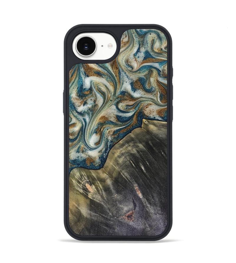 iPhone 17e Wood Phone Case - Sarah (Teal & Gold, 816479)