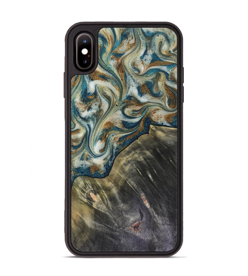 iPhone Xs Max Wood Phone Case - Sarah (Teal & Gold, 816479)