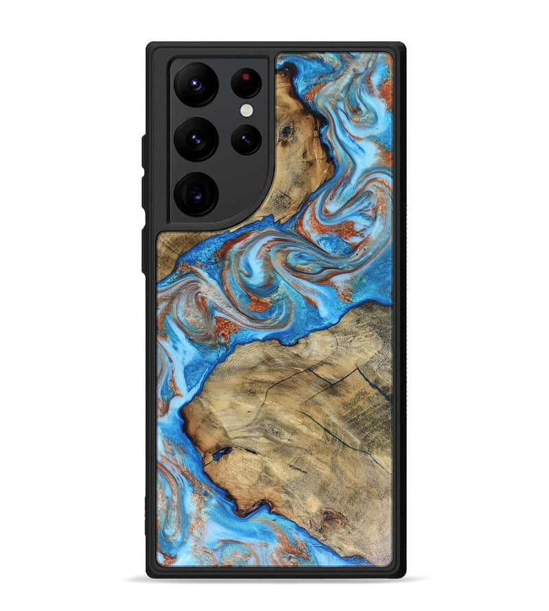 Galaxy S22 Ultra Wood Phone Case - Kizzie (Teal & Gold, 816480)