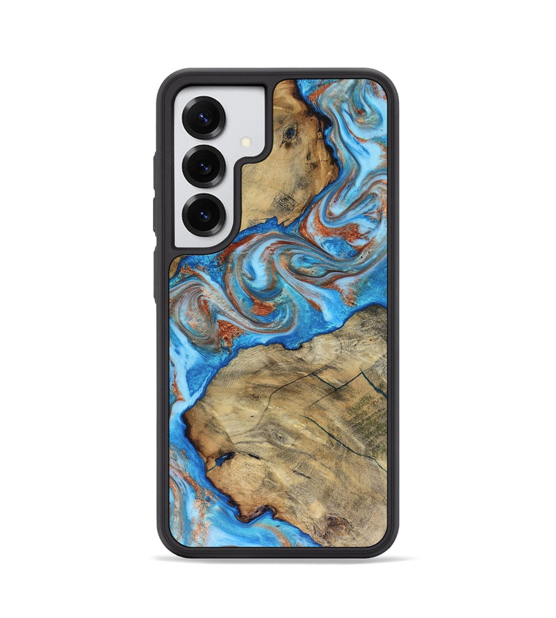 Galaxy S25 Wood Phone Case - Kizzie (Teal & Gold, 816480)