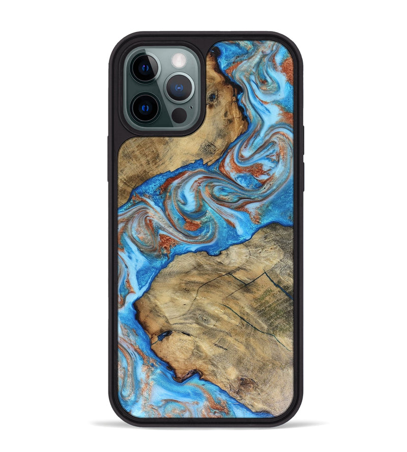 iPhone 12 Pro Max Wood Phone Case - Kizzie (Teal & Gold, 816480)